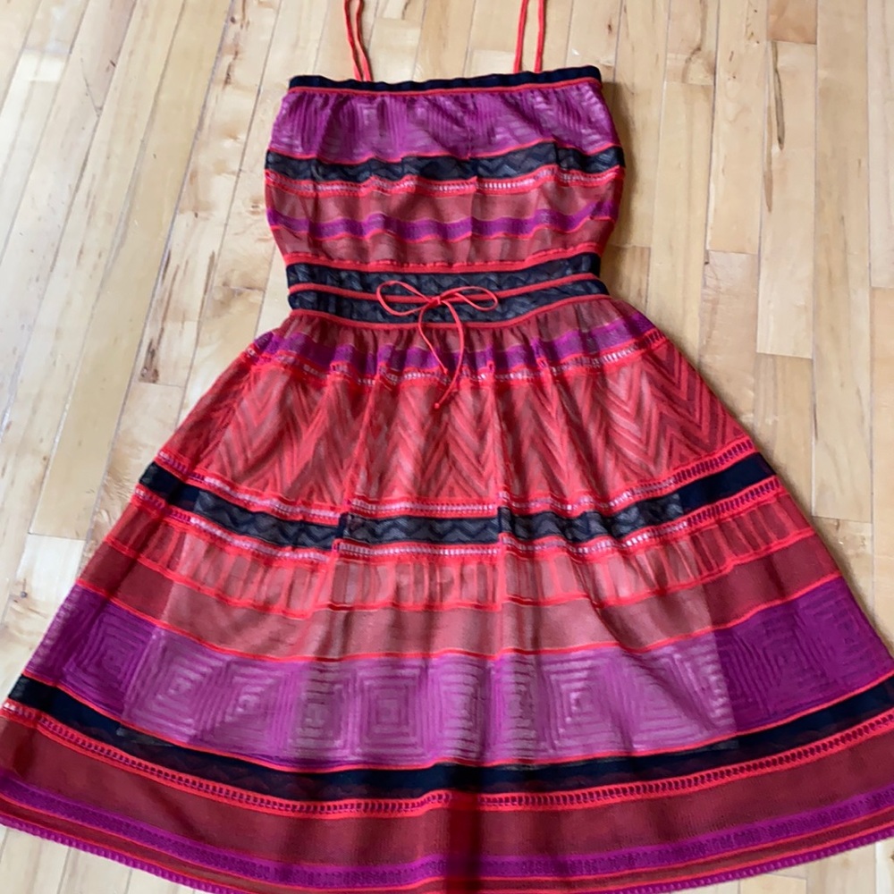 Missoni  multi color dress .Colors fuchsia black and hot orange .